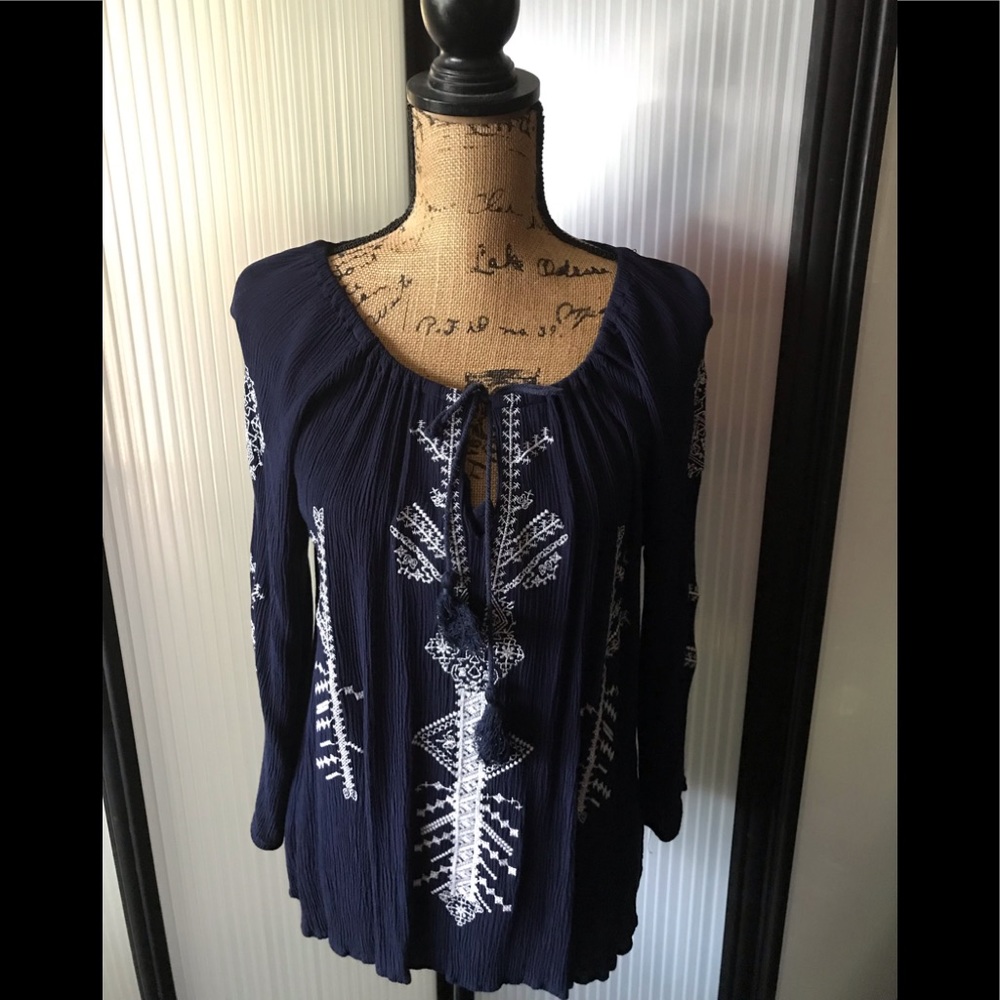 Worn once gauzy embroidered blouse. Gorgeous!